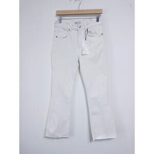 Zara cropped flare white jeans sz 6 high rise raw hem minimalist street style